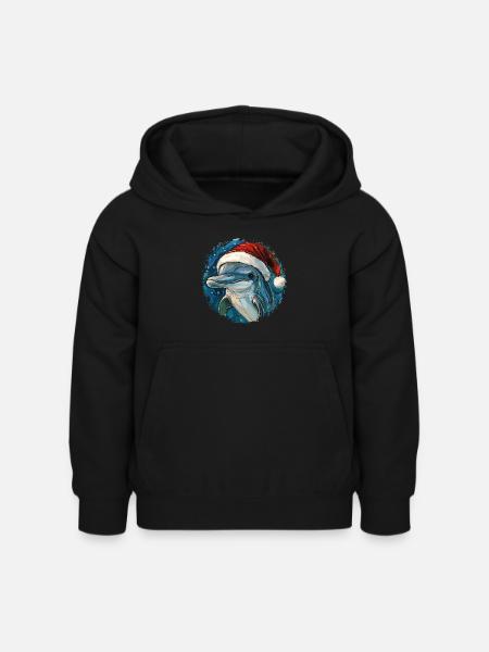 Delfine Weihnachten - Kinder Hoodie - Schwarz