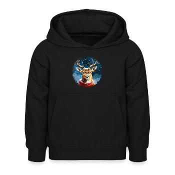 Hirsch Weihnachtsmann - Kinder Hoodie - Schwarz - Vorne - AI Model Kid Female (0cm)