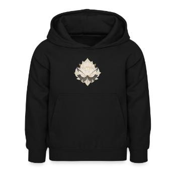 Lotusblume - Kinder Hoodie - Schwarz - Vorne - AI Model Kid Female (0cm)