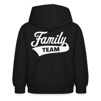 Family Team (Familie / White) - Kinder Hoodie - Schwarz - Hinten - AI Model Kid Female (0cm)