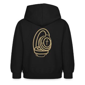 Casque avec croix - Sweat à capuche Enfant - noir - Dos - AI Model Kid Female (0cm)