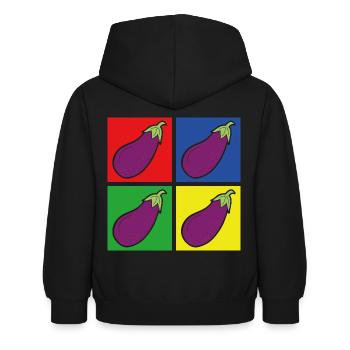 Aubergine - Sweat à capuche Enfant - noir - Dos - AI Model Kid Female (0cm)