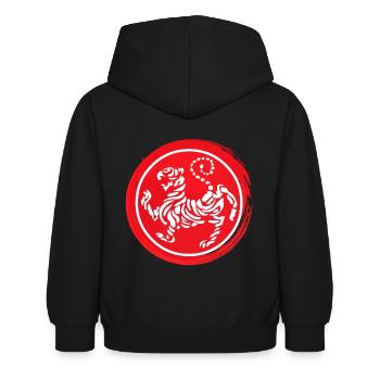 Karate Shotokan Tiger logo - Kids Hoodie - black - Back - AI Model Kid Female (0cm)