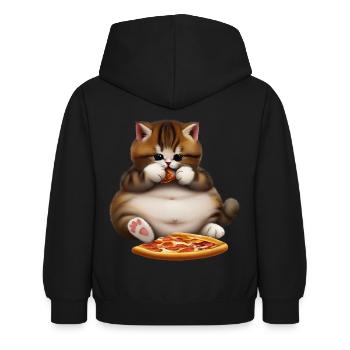 Chat amateur de pizza - Sweat à capuche Enfant - noir - Dos - AI Model Kid Female (0cm)