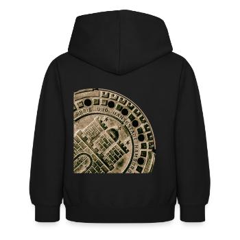 Hamburg,coat of arms, sewer cover - Kids Hoodie - black - Back - AI Model Kid Female (0cm)