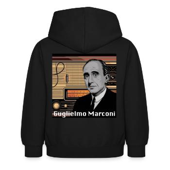 Patrimoine de l’Humanité - Guglielmo Marconi - Sweat à capuche Enfant - noir - Dos - AI Model Kid Female (0cm)
