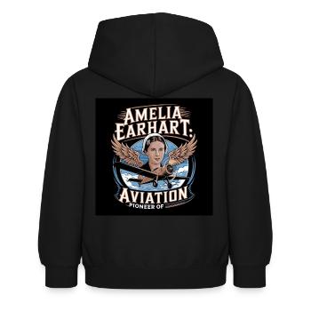 Patrimoine de l’humanité - Amelia Earhart - Sweat à capuche Enfant - noir - Dos - AI Model Kid Female (0cm)