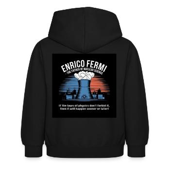 Patrimoine de l’humanité - Enrico Fermi - Sweat à capuche Enfant - noir - Dos - AI Model Kid Female (0cm)