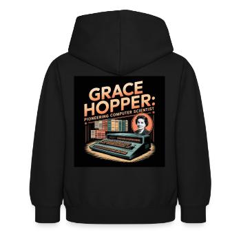 Patrimoine de l’humanité - Grace Hopper - Sweat à capuche Enfant - noir - Dos - AI Model Kid Female (0cm)