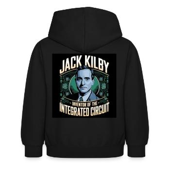 Patrimoine de l’humanité - Jack Kilby - Sweat à capuche Enfant - noir - Dos - AI Model Kid Female (0cm)