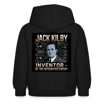 Patrimoine de l’humanité - Jack Kilby - Sweat à capuche Enfant - noir - Dos - AI Model Kid Female (0cm)