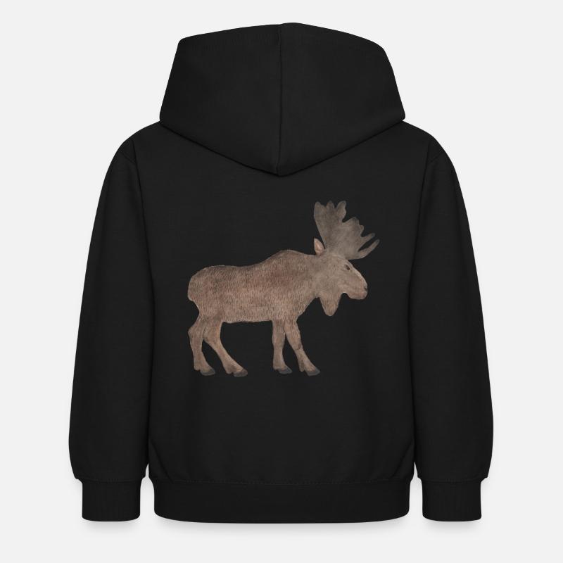 Elch - Kinder Hoodie - Schwarz