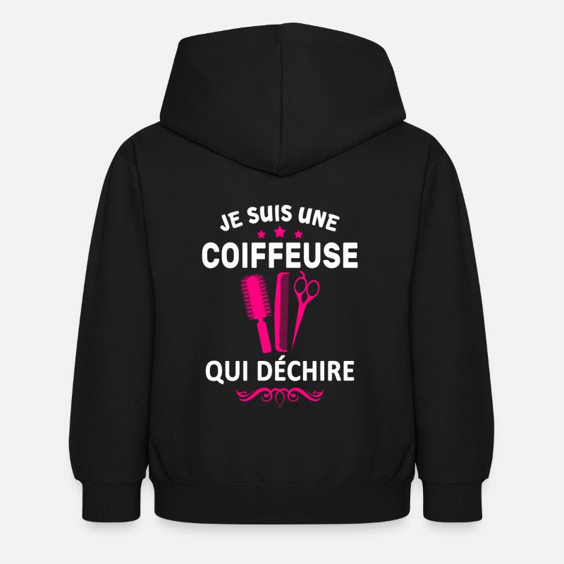 je suis une coiffeuse qui déchire - Sweat à capuche Enfant - noir