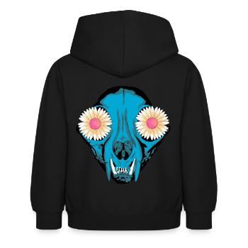 Sombre Animal Chien Crâne Crâne Fantaisie Gothique Gothique - Sweat à capuche Enfant - noir - Dos - AI Model Kid Female (0cm)