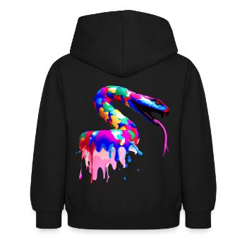 Farbverläufe in der Schlange - Kinder Hoodie - Schwarz - Hinten - AI Model Kid Female (0cm)