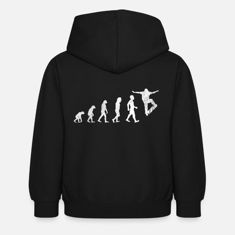 Skateboarder Skater Longboard Geschenk Evolution - Kinder Hoodie - Schwarz