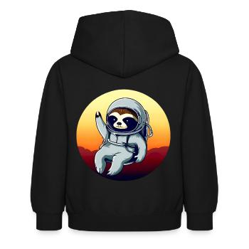 Faulenzer im Weltraum im Sonnenuntergang - Kinder Hoodie - Schwarz - Hinten - AI Model Kid Female (0cm)