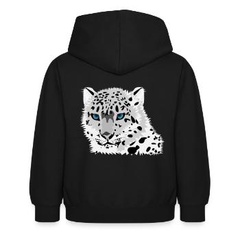 Schneeleopard - Kinder Hoodie - Schwarz - Hinten - AI Model Kid Female (0cm)