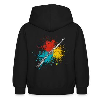 flûte - Sweat à capuche Enfant - noir - Dos - AI Model Kid Female (0cm)