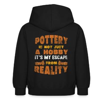 Töpfern - Kinder Hoodie - Schwarz - Hinten - AI Model Kid Female (0cm)