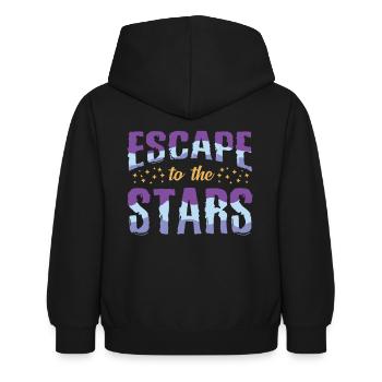 Galaxie Astronaut - Kinder Hoodie - Schwarz - Hinten - AI Model Kid Female (0cm)