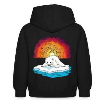 Eisbär Baby Wildtiere Natur Kinder Klima - Kinder Hoodie - Schwarz - Hinten - AI Model Kid Female (0cm)
