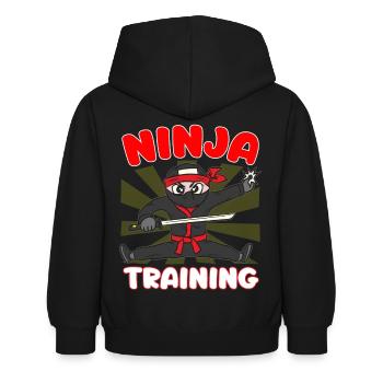 NINJA EN FORMATION - Sweat à capuche Enfant - noir - Dos - AI Model Kid Female (0cm)