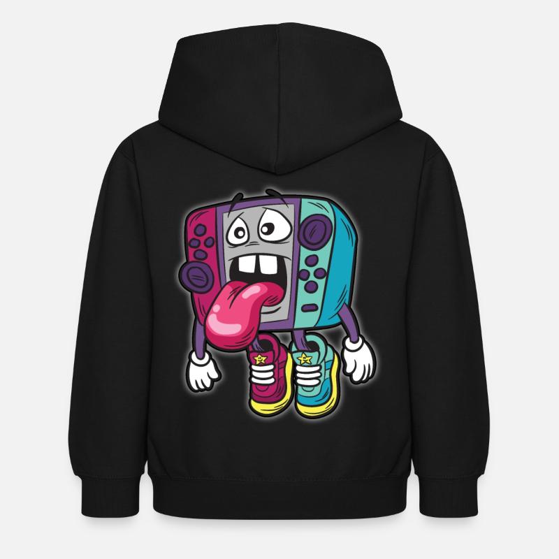Gamer Humor Lustiger Cartoon Comic Controller - Kinder Hoodie - Schwarz
