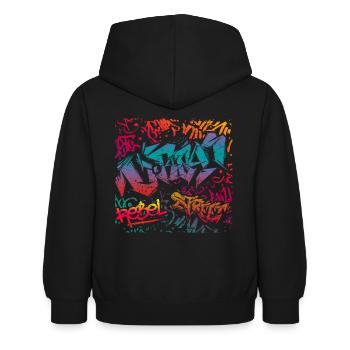 Graffiti Kunst - Kinder Hoodie - Schwarz - Hinten - AI Model Kid Female (0cm)