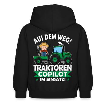 Aus dem Weg Traktoren Copilot Landwirt im Einsatz - Kinder Hoodie - Schwarz - Hinten - AI Model Kid Female (0cm)
