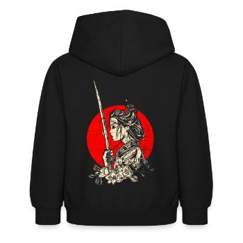 Japanese Warrior - Kids Hoodie - black - Back - AI Model Kid Female (0cm)
