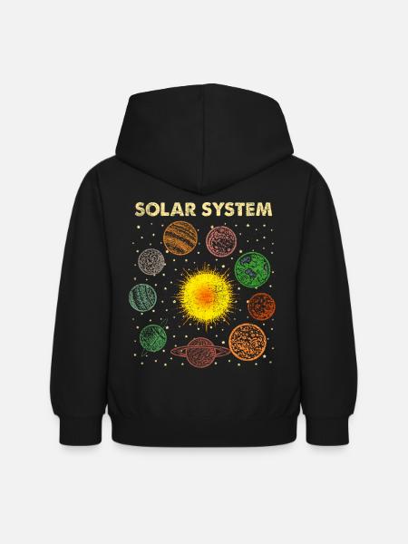 Sonnensystem - Kinder Hoodie - Schwarz