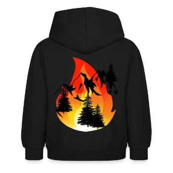 Inferno Feuer Natur Brand Naturschutz Wald Gebirge - Kinder Hoodie - Schwarz - Hinten - AI Model Kid Female (0cm)