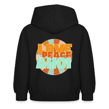 Love Peace and Ahoy - Kids Hoodie - black - Back - AI Model Kid Female (0cm)