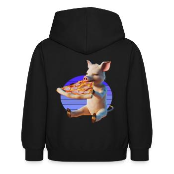 Piggy in Paradise Pizza - Kinder Hoodie - Schwarz - Hinten - AI Model Kid Female (0cm)