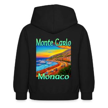 Monte Carlo Sunset à Monaco - Sweat à capuche Enfant - noir - Dos - AI Model Kid Female (0cm)