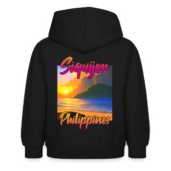 Coucher de soleil à Siquijor - Sweat à capuche Enfant - noir - Dos - AI Model Kid Female (0cm)