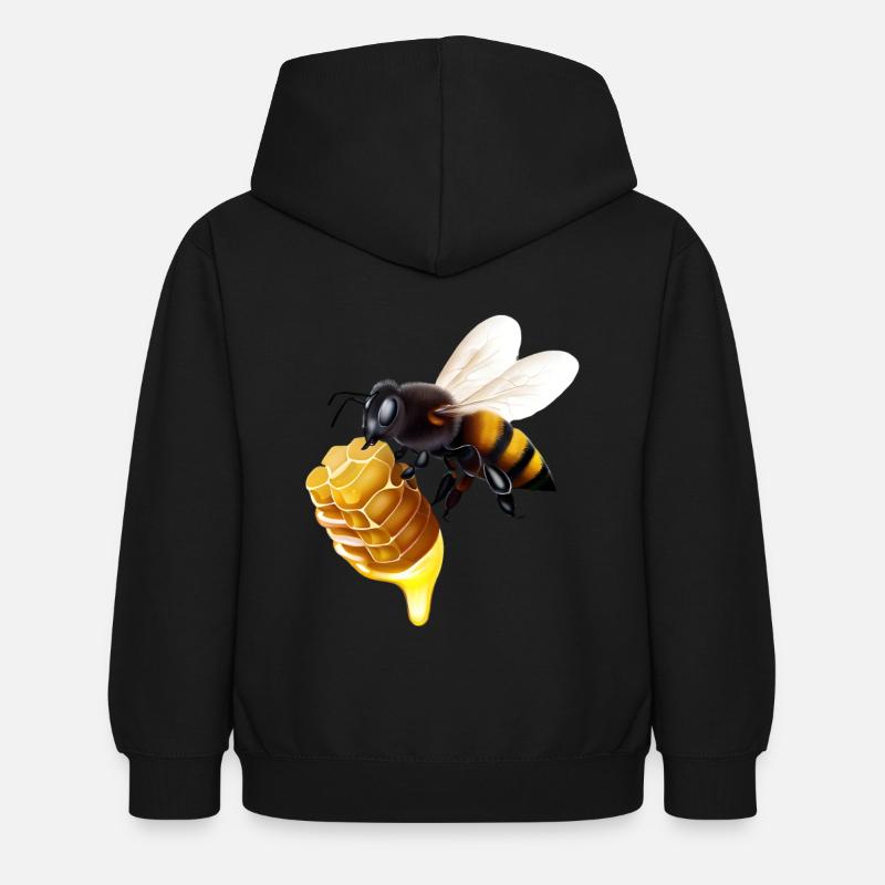 Abeille en nid d’abeille - Sweat à capuche Enfant - noir