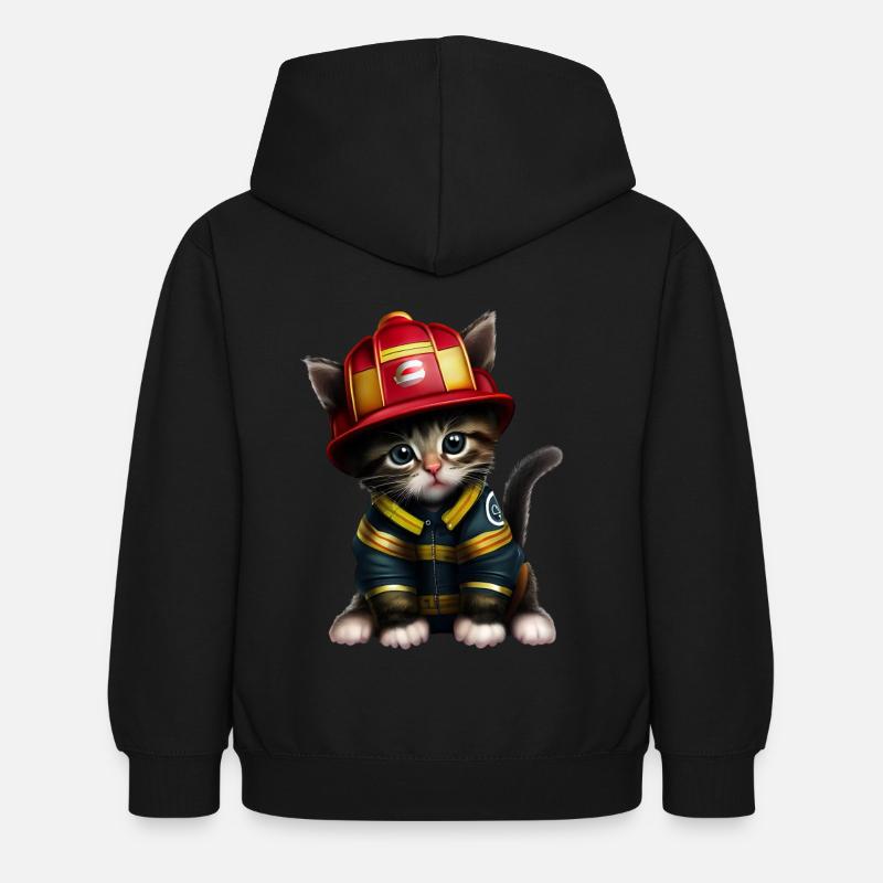 Chat pompier - Sweat à capuche Enfant - noir