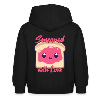 Kawaii Toast Smeared with Love - Kids Hoodie - black - Back - AI Model Kid Female (0cm)