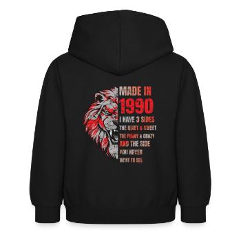 1990 Birthday Lion made in - Kids Hoodie - black - Back - AI Model Kid Female (0cm)