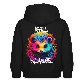 Graffiti Igelklasse Grundschule Klassentier - Kinder Hoodie - Schwarz - Hinten - AI Model Kid Female (0cm)