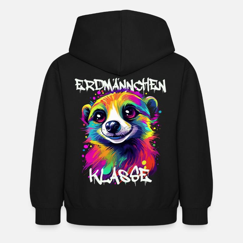 Graffiti Erdmännchenklasse Grundschule Klassentier - Kinder Hoodie - Schwarz