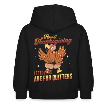 Happy Thanksgiving - Leftovers are for Quitters - Kinder Hoodie - Schwarz - Hinten - AI Model Kid Female (0cm)