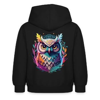 Tribal Eule: Perfektes Geschenk für Eulenfans - Kinder Hoodie - Schwarz - Hinten - AI Model Kid Female (0cm)