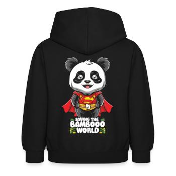 Panda Power - Kinder Hoodie - Schwarz - Hinten - AI Model Kid Female (0cm)
