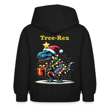 TREE REX DINO Weihnachten Ugly Christmas Geschenk - Kinder Hoodie - Schwarz - Hinten - AI Model Kid Female (0cm)