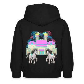 Castle Fairy Tale Knight Horse King Middle Ages - Kids Hoodie - black - Back - AI Model Kid Female (0cm)