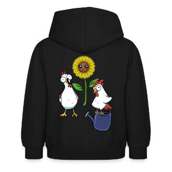 poulets, jardinier amateur, jardinage, jardinage, fleur - Sweat à capuche Enfant - noir - Dos - AI Model Kid Female (0cm)