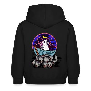 Bunny Skull Horror Halloween Dark Fantasy - Kids Hoodie - black - Back - AI Model Kid Female (0cm)